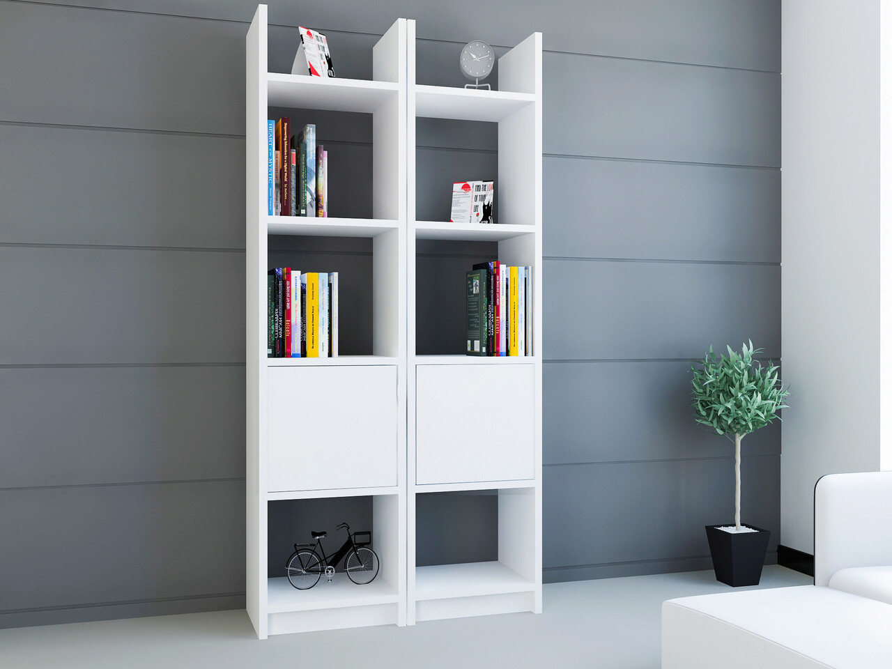Corp biblioteca, Hanah Home, Esbi 102, 66.2x150x29.5 cm, Alb - imagine 5